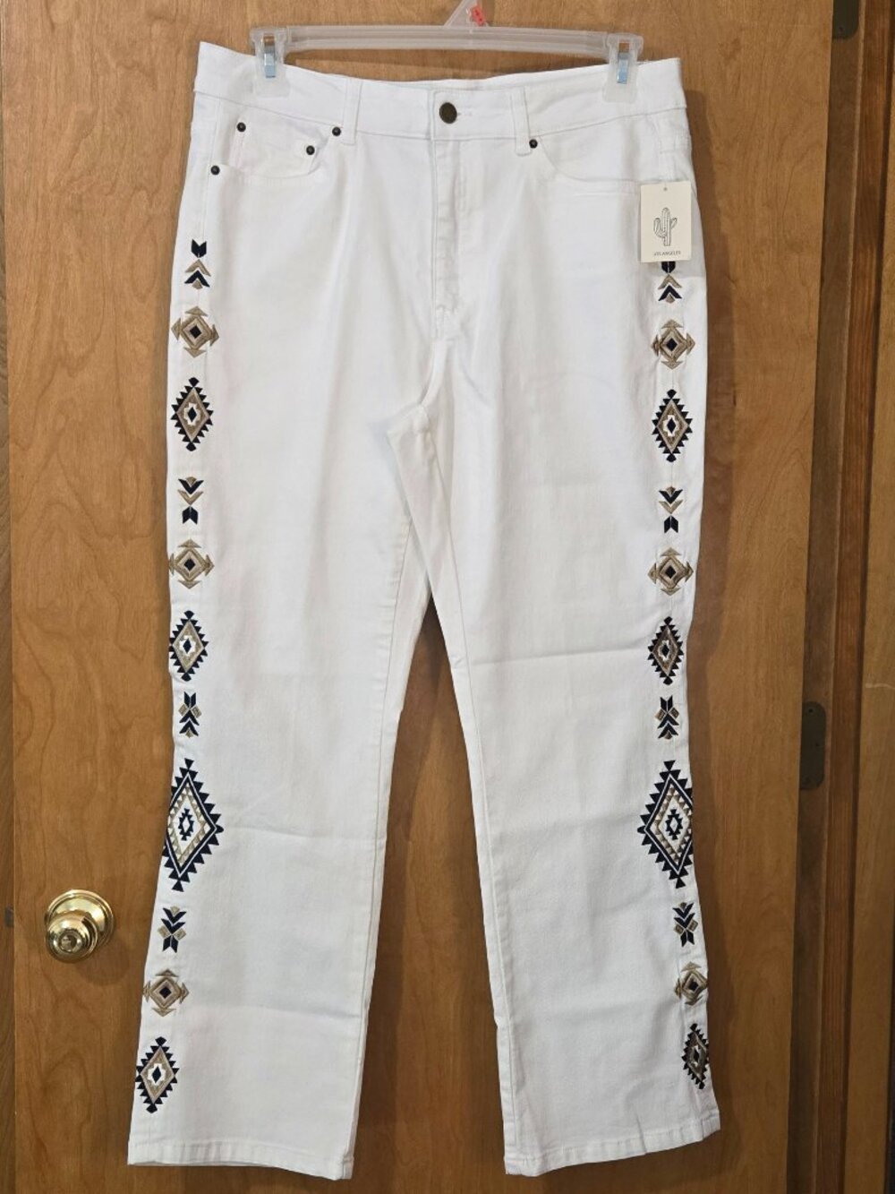 Cactus + Pearl NWT Jeans Straight Leg White Denim Jeans Sz XL Cowgirl Core